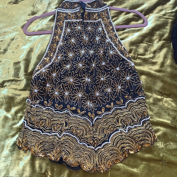 Vintage Beaded high neck top Med - Picture 5 of 10